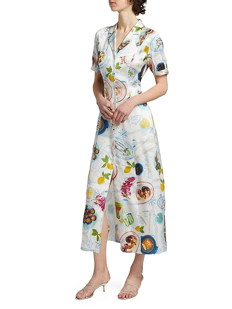Lampi Floral Silk-Blend Shirtdress