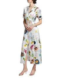 Lampi Floral Silk-Blend Shirtdress