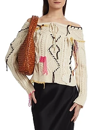 Vaggelis Cable-Knit Off-The-Shoulder Sweater