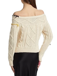 Vaggelis Cable-Knit Off-The-Shoulder Sweater