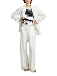 Chora Embroidered Linen-Cotton Double-Breasted Blazer