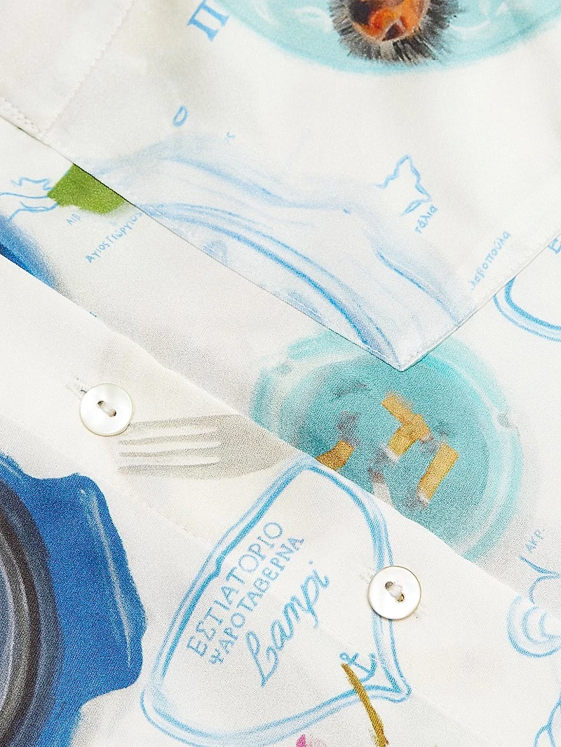 Lampi Graphic Silk-Blend Button-Front Shirt