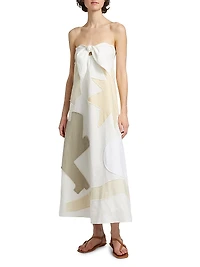 Patmos Printed Linen-Cotton Strapless Midi-Dress