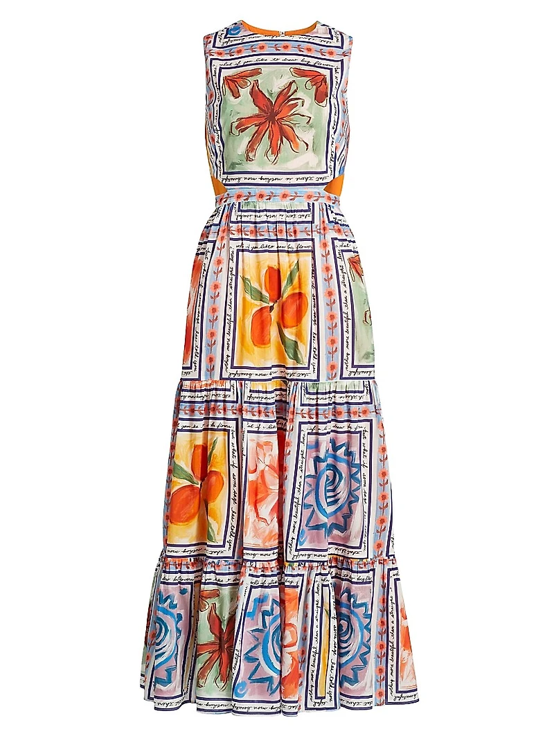 Marcia Printed Cut-Out Maxi Dress