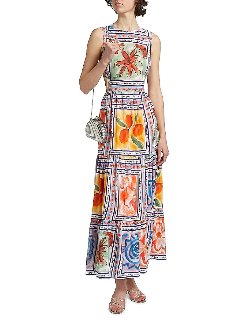Marcia Printed Cut-Out Maxi Dress