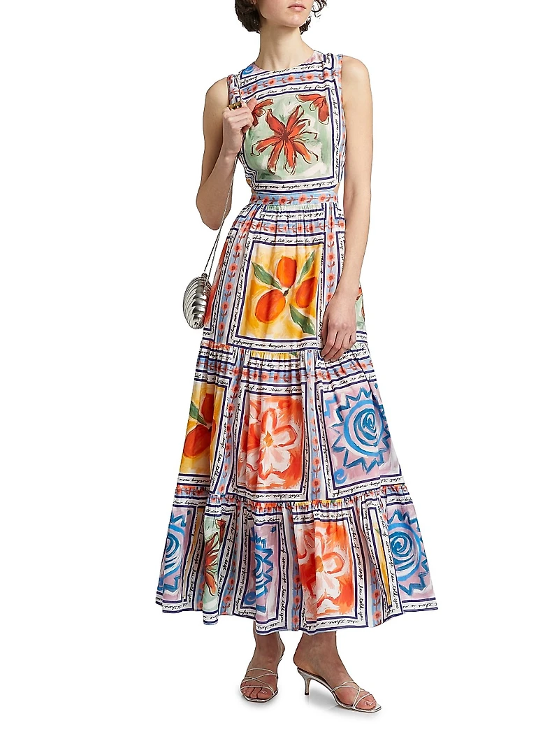 Marcia Printed Cut-Out Maxi Dress