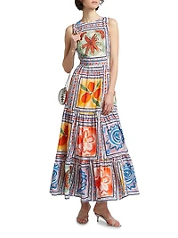 Marcia Printed Cut-Out Maxi Dress