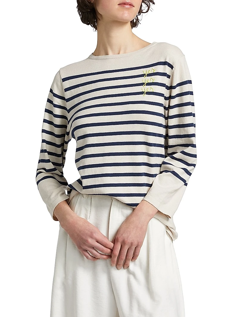 Yes/No Striped Boatneck Sweater