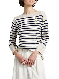 Yes/No Striped Boatneck Sweater