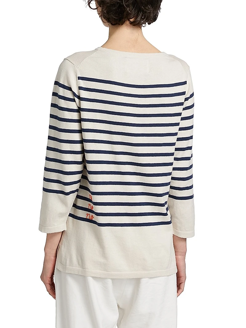 Yes/No Striped Boatneck Sweater