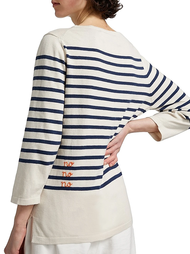 Yes/No Striped Boatneck Sweater