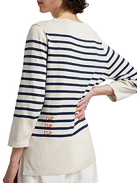 Yes/No Striped Boatneck Sweater