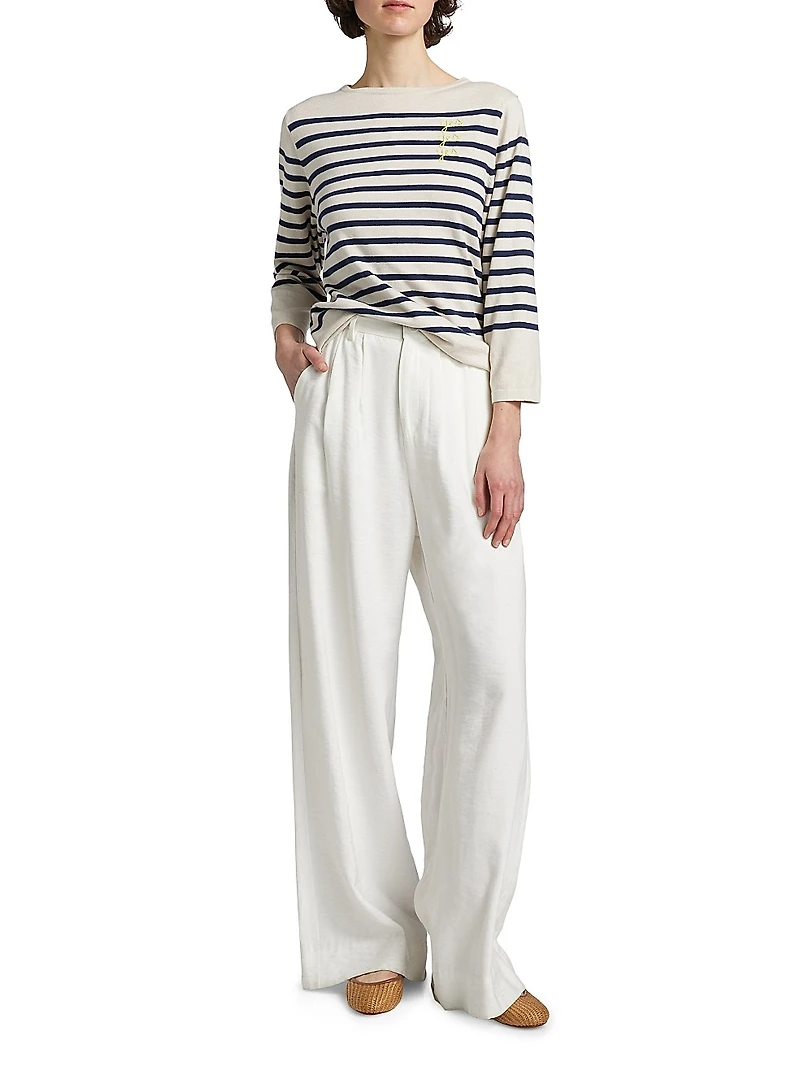 Yes/No Striped Boatneck Sweater