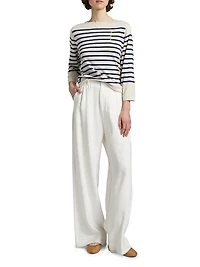 Yes/No Striped Boatneck Sweater