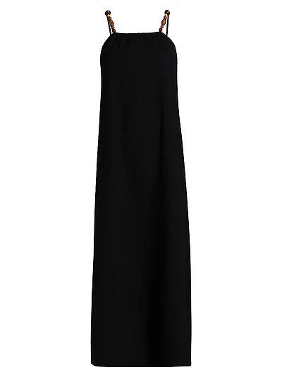 Grikos Beaded Cotton Seersucker Maxi Dress