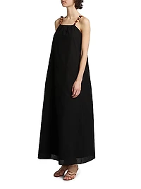 Grikos Beaded Cotton Seersucker Maxi Dress