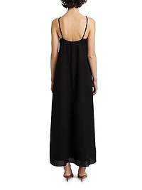 Grikos Beaded Cotton Seersucker Maxi Dress