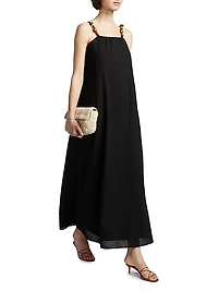 Grikos Beaded Cotton Seersucker Maxi Dress