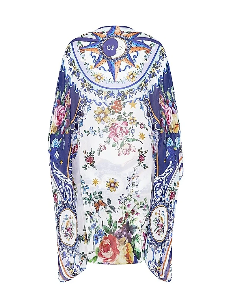 Tiles Darls Floral Silk Shrug