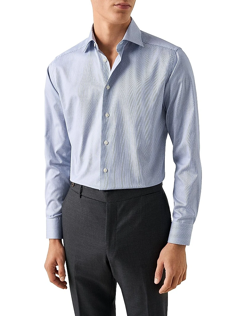 Striped Twill Contemporary-Fit Dress Shirt