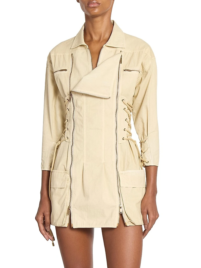 Izarra Lace-Up Moto Minidress