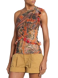 Devona Fringe One-Shoulder Top
