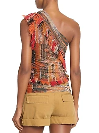 Devona Fringe One-Shoulder Top