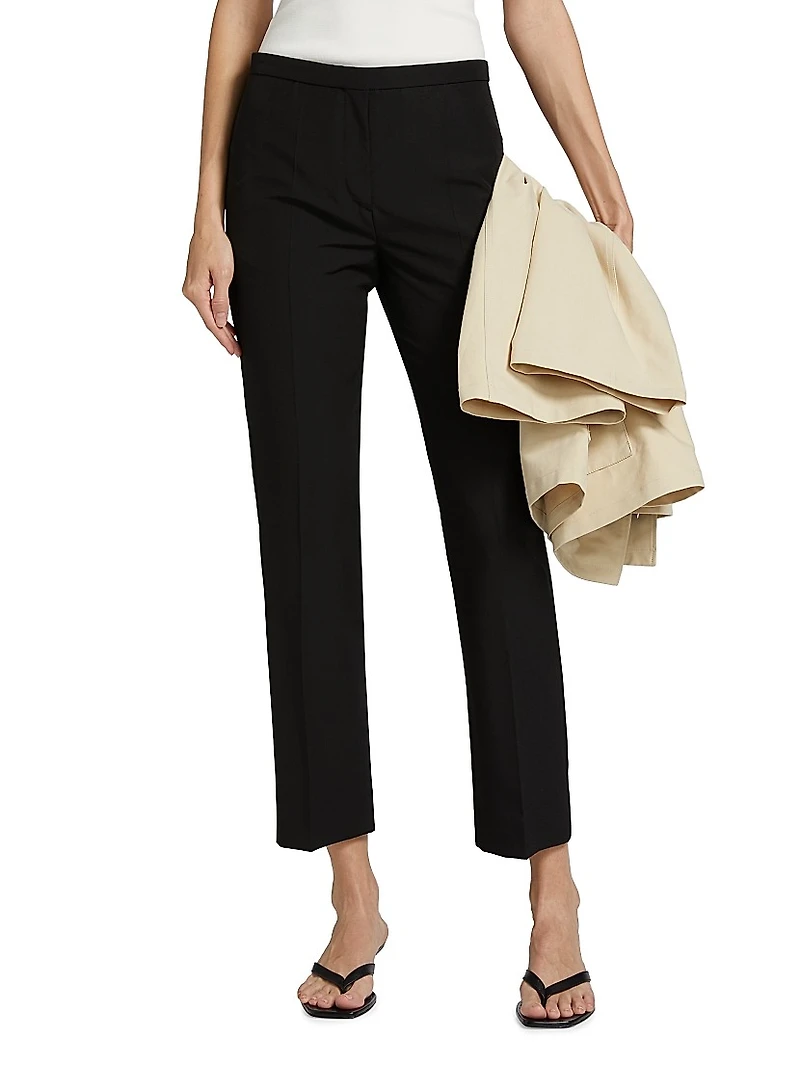 Cotton-Blend Straight-Leg Crop Pants