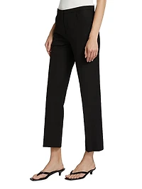 Cotton-Blend Straight-Leg Crop Pants
