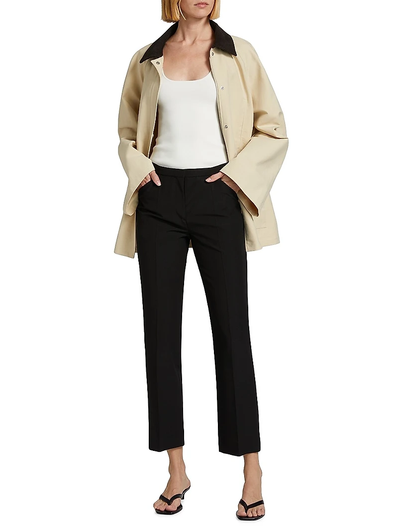 Cotton-Blend Straight-Leg Crop Pants