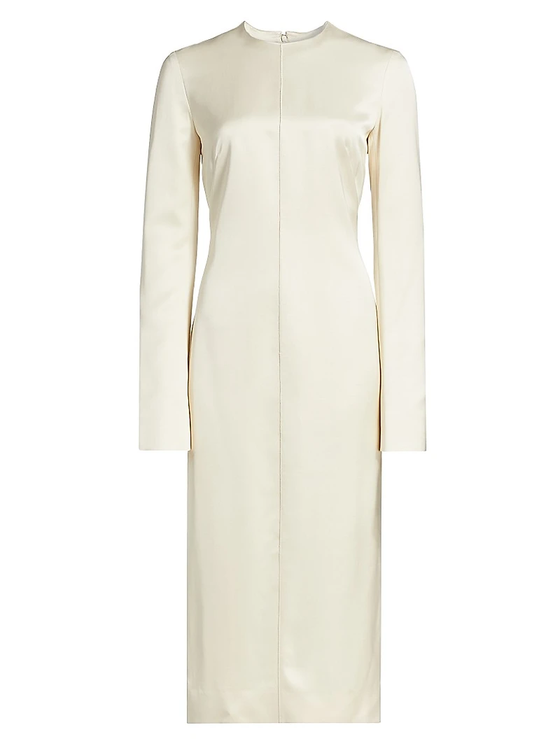 Satin Round Neck Midi-Dress