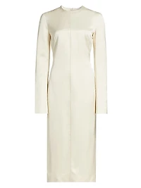 Satin Round Neck Midi-Dress