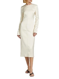 Satin Round Neck Midi-Dress