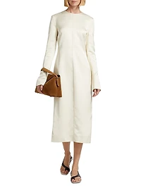 Satin Round Neck Midi-Dress