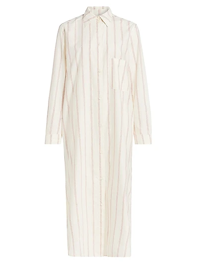 Striped Cotton-Blend Midi-Shirtdress