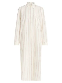 Striped Cotton-Blend Midi-Shirtdress