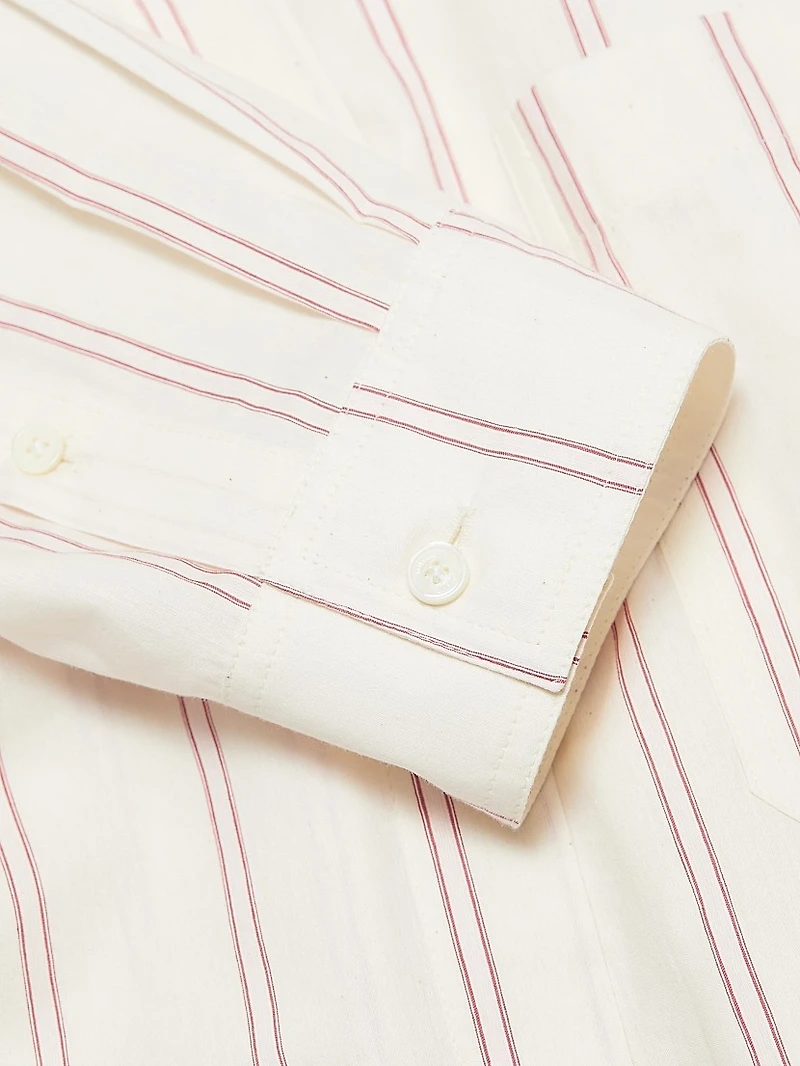 Striped Cotton-Blend Midi-Shirtdress