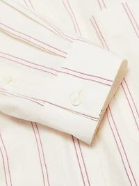 Striped Cotton-Blend Midi-Shirtdress