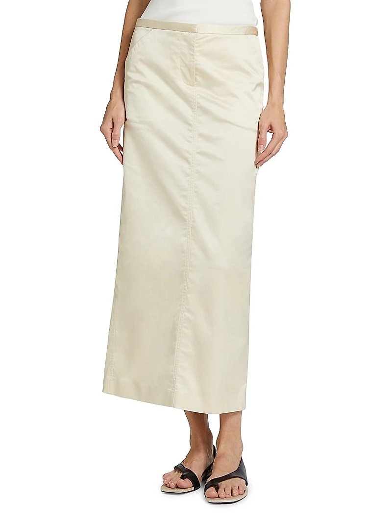 Cotton-Blend Mid-Rise Maxi Skirt
