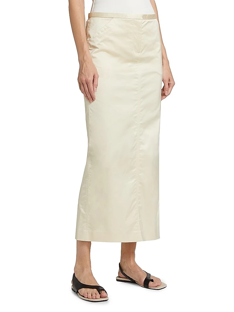 Cotton-Blend Mid-Rise Maxi Skirt