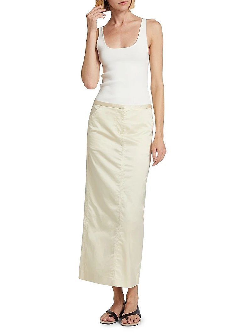 Cotton-Blend Mid-Rise Maxi Skirt