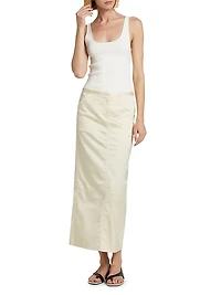 Cotton-Blend Mid-Rise Maxi Skirt