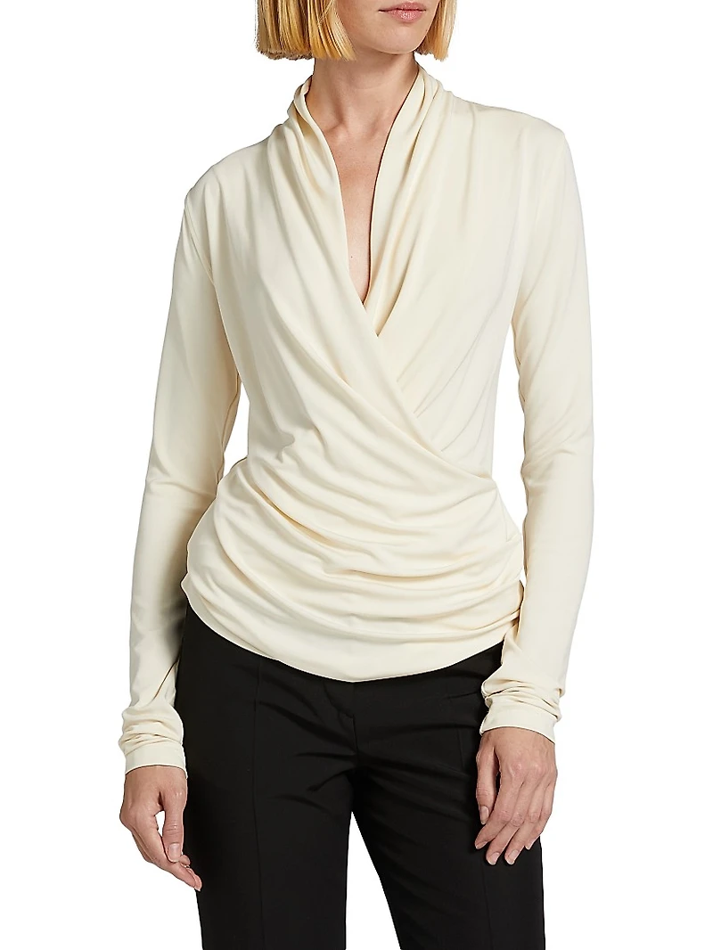 Stretch-Jersey Wrap Top