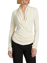 Stretch-Jersey Wrap Top