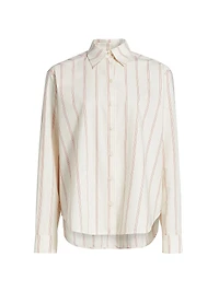 Striped Cotton-Blend Button-Front Shirt