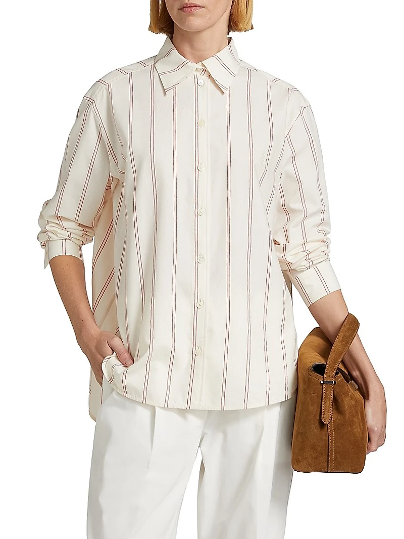 Striped Cotton-Blend Button-Front Shirt