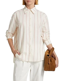 Striped Cotton-Blend Button-Front Shirt