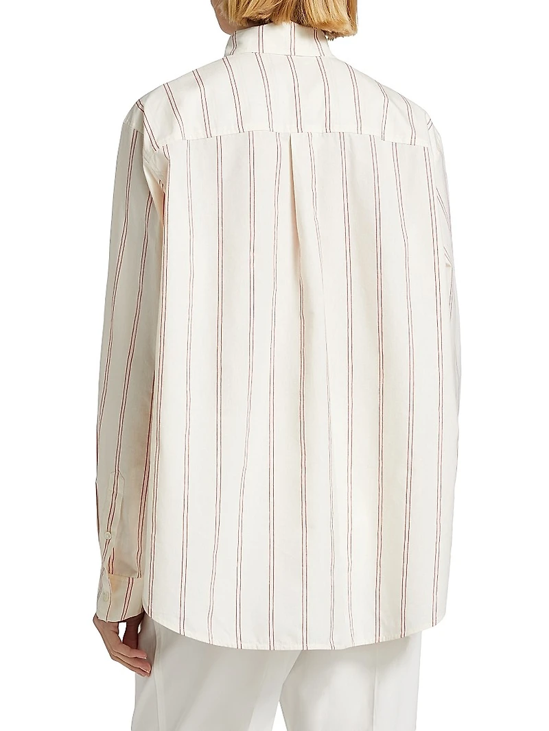 Striped Cotton-Blend Button-Front Shirt