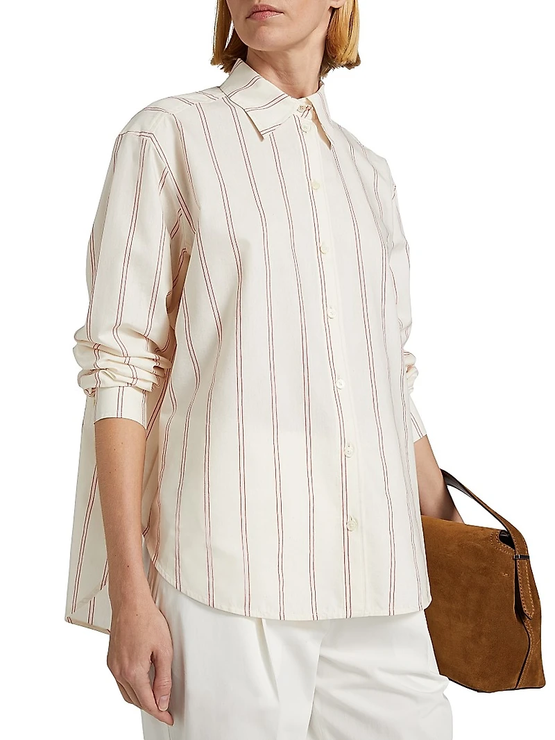 Striped Cotton-Blend Button-Front Shirt