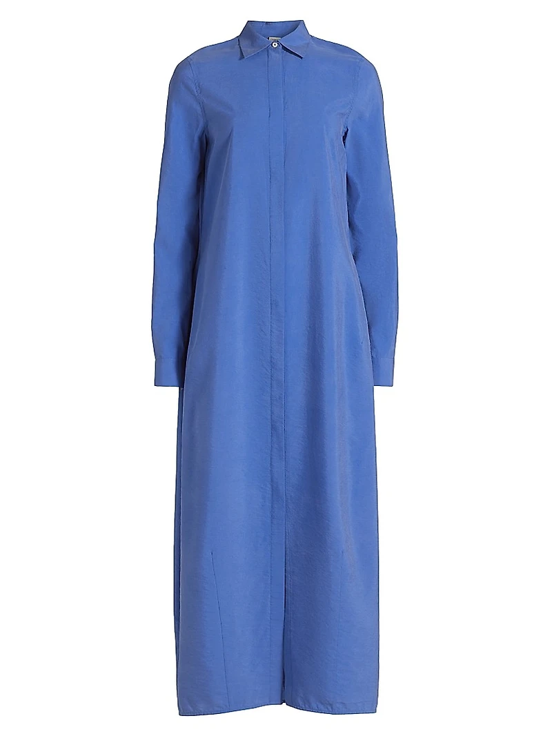 Silk-Blend Parachute-Style Maxi Shirtdress
